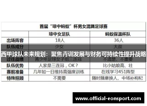 西甲球队未来规划：聚焦青训发展与财务可持续性提升战略